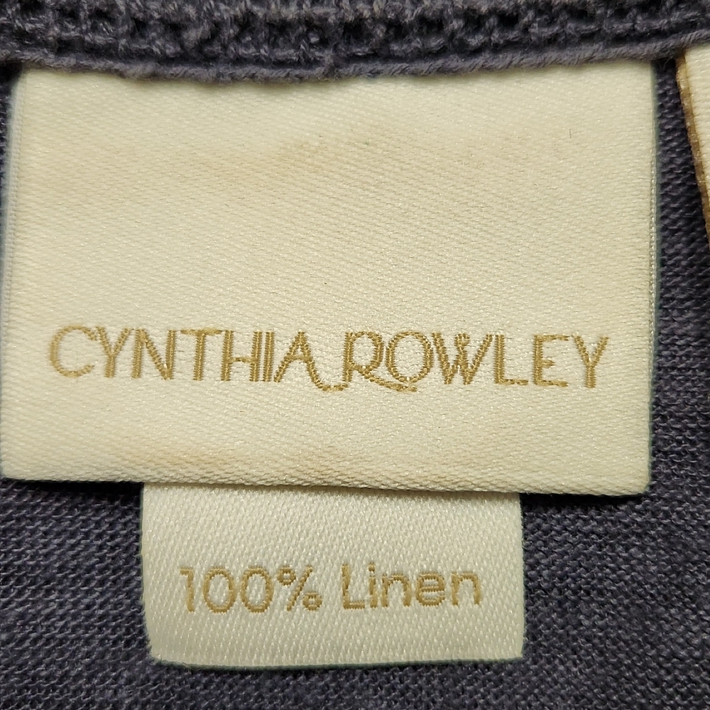 Cynthia Rowley Linen Navy Blue Long Sleeve Open Front Hooded Cardigan Sweater M - Picture 6 of 12